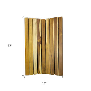 HomeRoots 23" Brown Teak Slat Bath Mat – Non-Slip, Water-Resistant, Elegant Spa Aesthetic for Indoor & Outdoor Use 383340