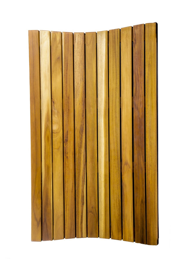 HomeRoots 31" Brown Teak Slat Bath Mat - Slip-Resistant, Water-Resistant, Indoor/Outdoor Use for Safety & Style 383341