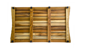 HomeRoots 31" Brown Teak Slat Bath Mat - Slip-Resistant, Water-Resistant, Indoor/Outdoor Use for Safety & Style 383341