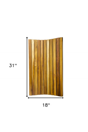 HomeRoots 31" Brown Teak Slat Bath Mat - Slip-Resistant, Water-Resistant, Indoor/Outdoor Use for Safety & Style 383341