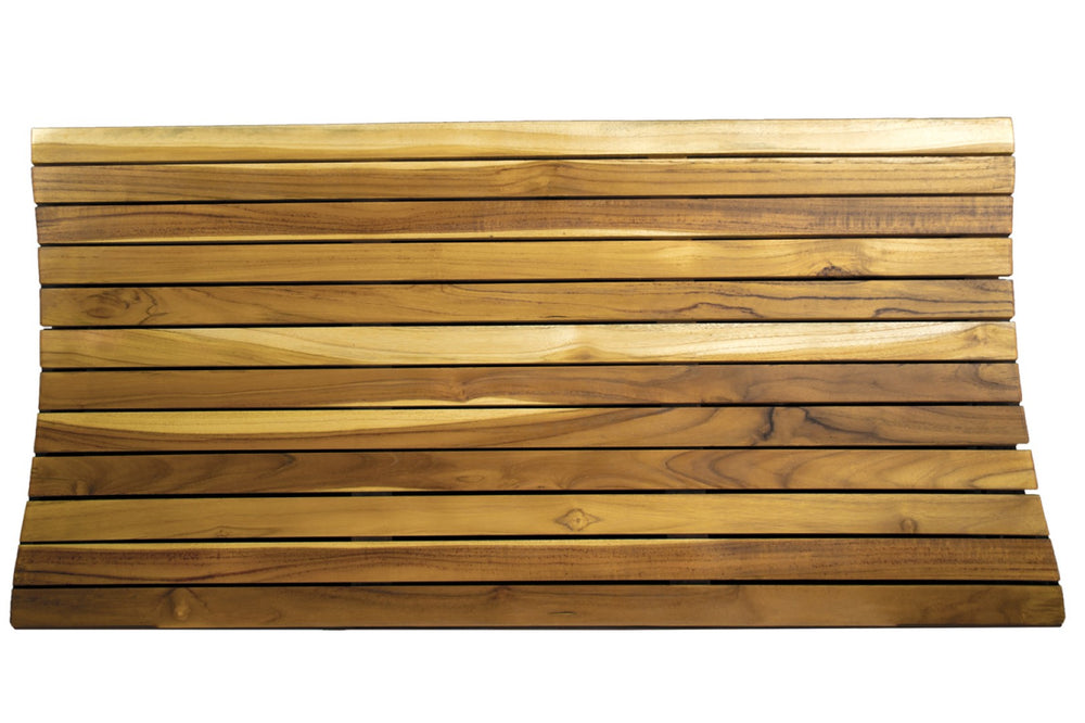 HomeRoots 40" Brown Teak Slat Bath Mat - Elegant Non-Slip Comfort for Safe Showers, Tubs, and Poolside Areas 383342