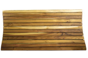 HomeRoots 40" Brown Teak Slat Bath Mat - Elegant Non-Slip Comfort for Safe Showers, Tubs, and Poolside Areas 383342