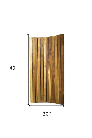 HomeRoots 40" Brown Teak Slat Bath Mat - Elegant Non-Slip Comfort for Safe Showers, Tubs, and Poolside Areas 383342