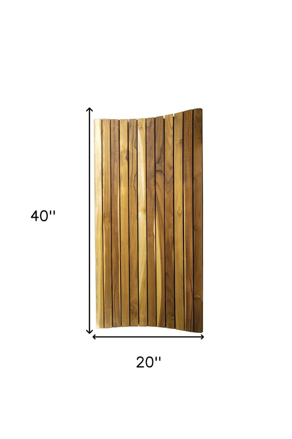 HomeRoots 40" Brown Teak Slat Bath Mat - Elegant Non-Slip Comfort for Safe Showers, Tubs, and Poolside Areas 383342