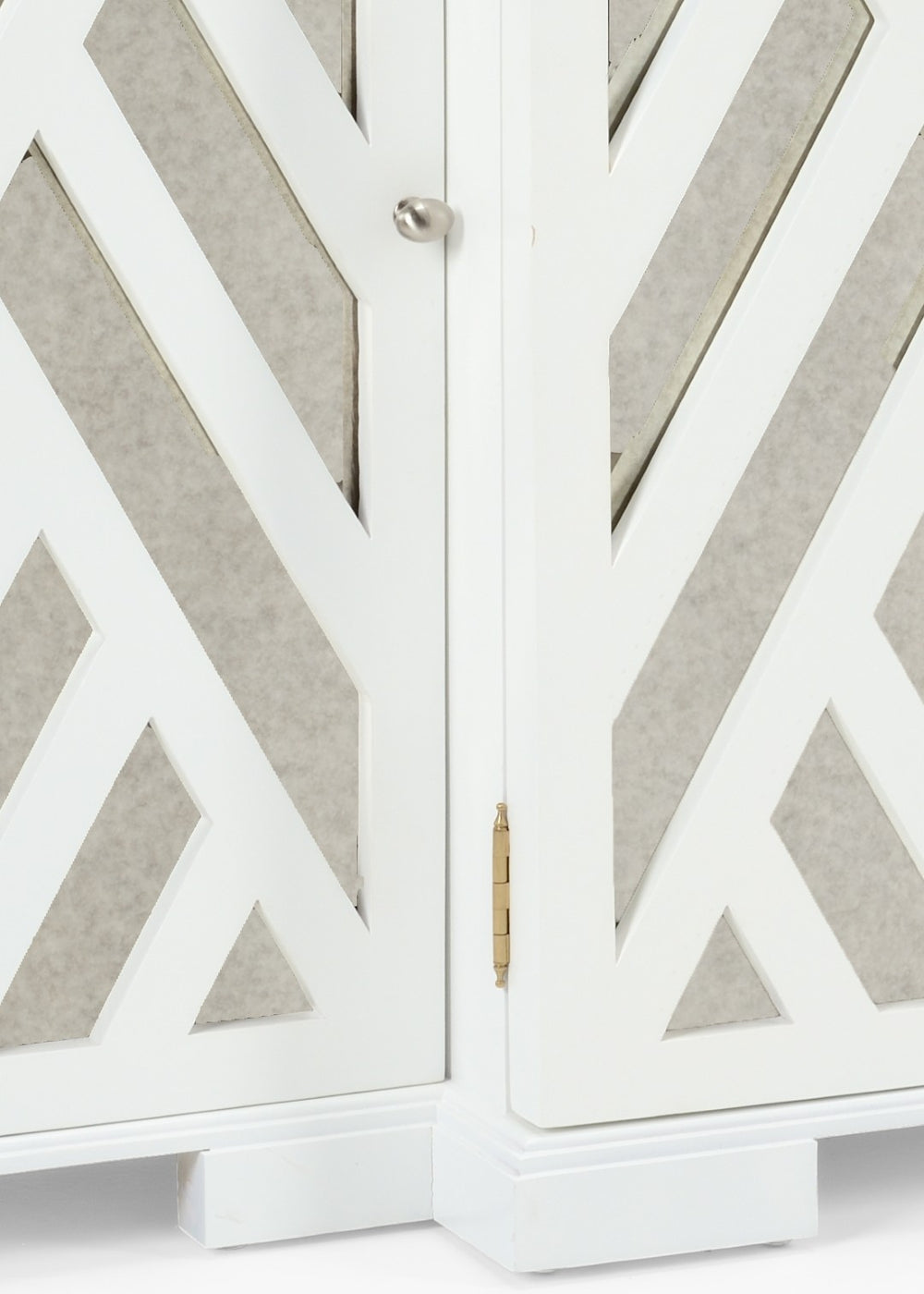 Chelsea House Tidewater White Cabinet With Antique Mirror Doors, Polished Nickel Hardware & Adjustable Shelving (36"H) 383344