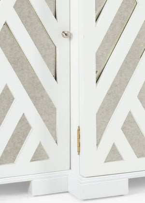 Chelsea House Tidewater White Cabinet With Antique Mirror Doors, Polished Nickel Hardware & Adjustable Shelving (36"H) 383344