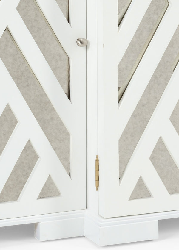 Chelsea House Tidewater White Cabinet With Antique Mirror Doors, Polished Nickel Hardware & Adjustable Shelving (36"H) 383344