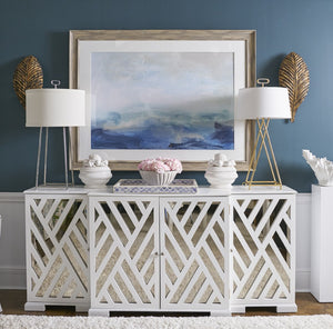 Chelsea House Tidewater White Cabinet With Antique Mirror Doors, Polished Nickel Hardware & Adjustable Shelving (36"H) 383344