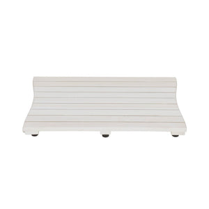 HomeRoots 23" White Teak Slat Bath Mat - Stylish Non-Slip Design for Spa-Like Comfort & Safety in Any Space 383347