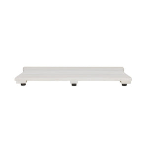 HomeRoots 23" White Teak Slat Bath Mat - Stylish Non-Slip Design for Spa-Like Comfort & Safety in Any Space 383347