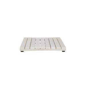 HomeRoots 23" White Teak Slat Bath Mat - Stylish Non-Slip Design for Spa-Like Comfort & Safety in Any Space 383347