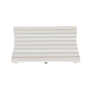 HomeRoots 23" White Teak Slat Bath Mat - Stylish Non-Slip Design for Spa-Like Comfort & Safety in Any Space 383347