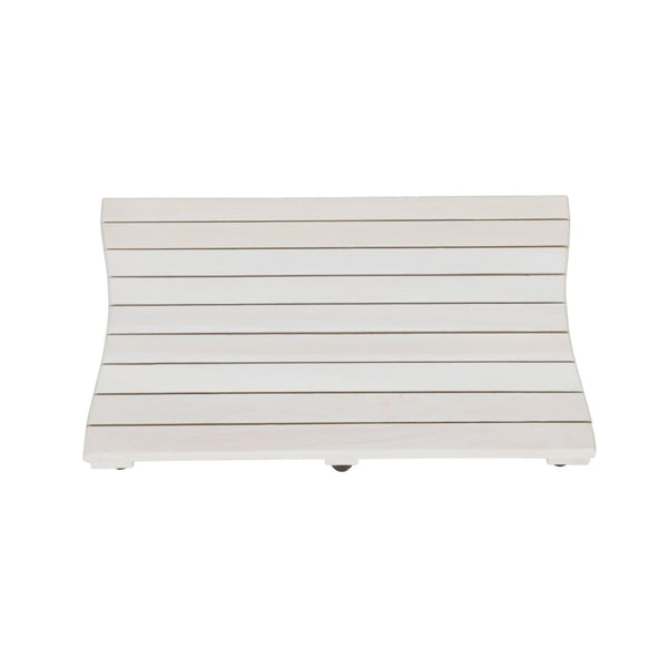 HomeRoots 23" White Teak Slat Bath Mat - Stylish Non-Slip Design for Spa-Like Comfort & Safety in Any Space 383347