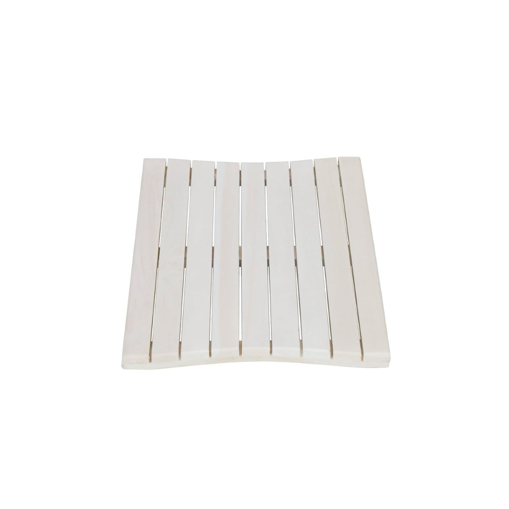HomeRoots 23" White Teak Slat Bath Mat - Stylish Non-Slip Design for Spa-Like Comfort & Safety in Any Space 383347
