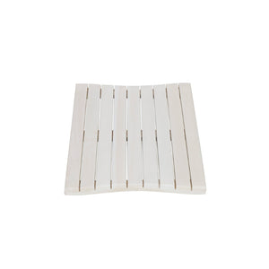 HomeRoots 23" White Teak Slat Bath Mat - Stylish Non-Slip Design for Spa-Like Comfort & Safety in Any Space 383347
