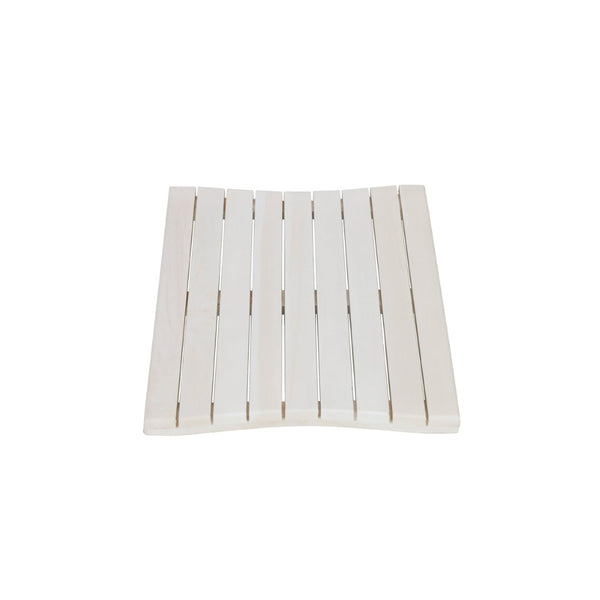 HomeRoots 23" White Teak Slat Bath Mat - Stylish Non-Slip Design for Spa-Like Comfort & Safety in Any Space 383347