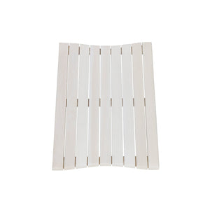 HomeRoots 23" White Teak Slat Bath Mat - Stylish Non-Slip Design for Spa-Like Comfort & Safety in Any Space 383347