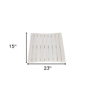 HomeRoots 23" White Teak Slat Bath Mat - Stylish Non-Slip Design for Spa-Like Comfort & Safety in Any Space 383347