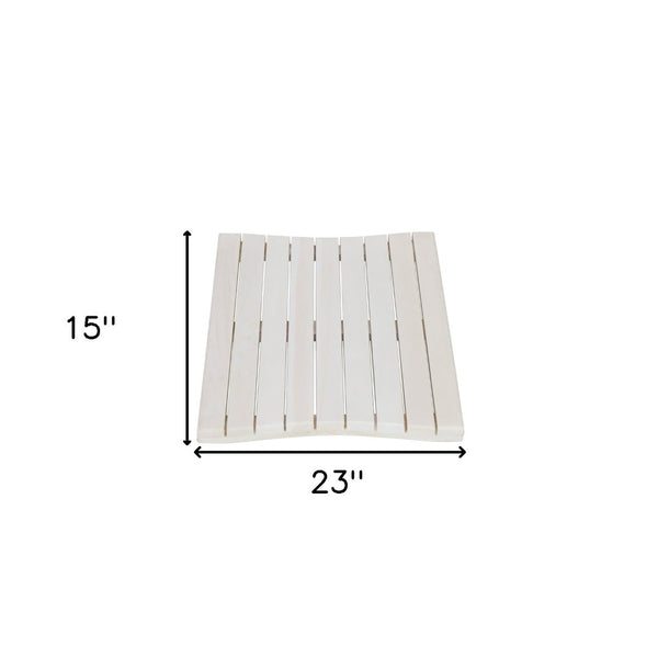 HomeRoots 23" White Teak Slat Bath Mat - Stylish Non-Slip Design for Spa-Like Comfort & Safety in Any Space 383347
