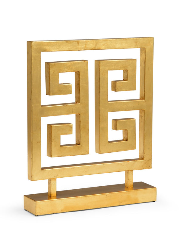 Chelsea House Peking Antique Gold Leaf Accent By Claire Bell — Square Iron Greek Key Decorative Sculpture For Mantel 383357