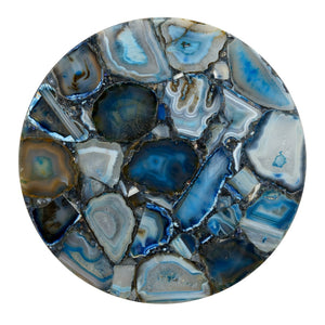 Chelsea House Blue Agate Side Table With Hand-Cut Translucent Stone Top & Matte Black Iron Base For Accent Use 383360