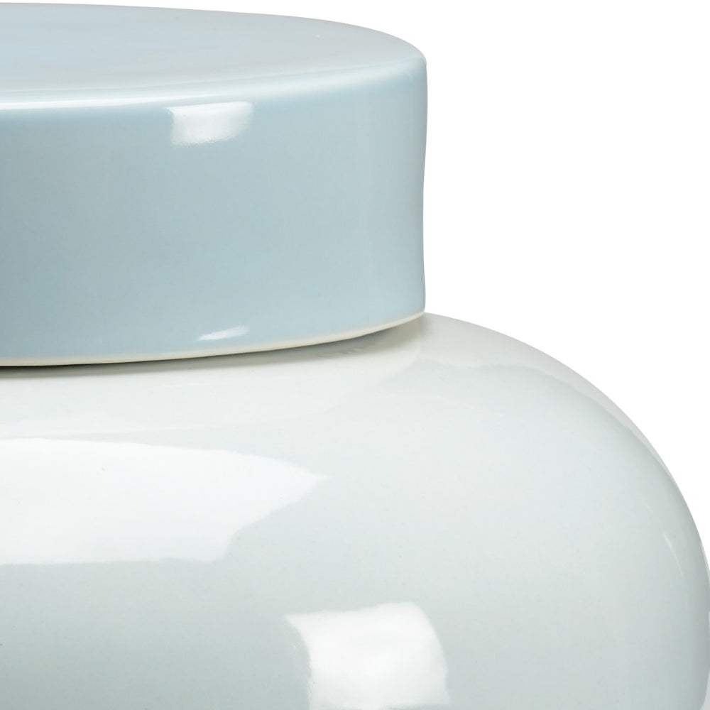 Chelsea House Lumberton Baby-Blue Porcelain Vase With Lid — 18" Elegant Glazed Jar For Mantels, Dried Stems, Decor 383362