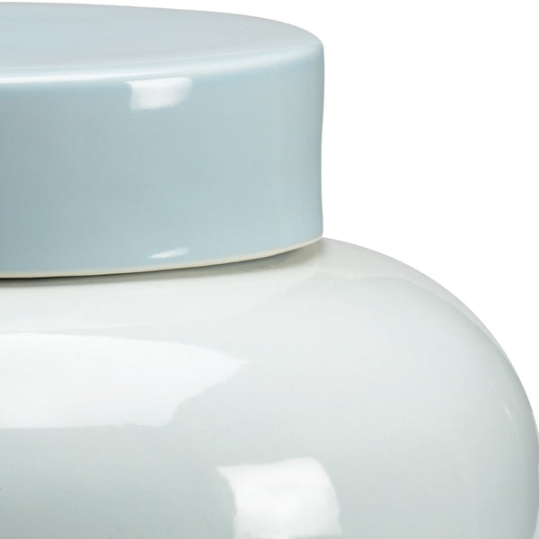 Chelsea House Lumberton Baby-Blue Porcelain Vase With Lid — 18" Elegant Glazed Jar For Mantels, Dried Stems, Decor 383362