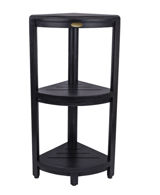 Homeroots Gray Teak 32" Curvilinear Corner Shower Tiered Shelf   383368