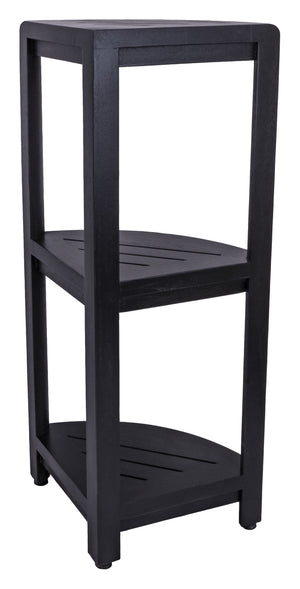 Homeroots Gray Teak 32" Curvilinear Corner Shower Tiered Shelf   383368