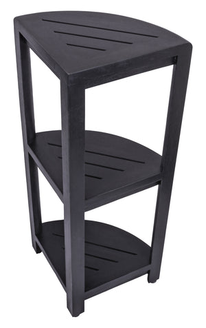 Homeroots Gray Teak 32" Curvilinear Corner Shower Tiered Shelf   383368