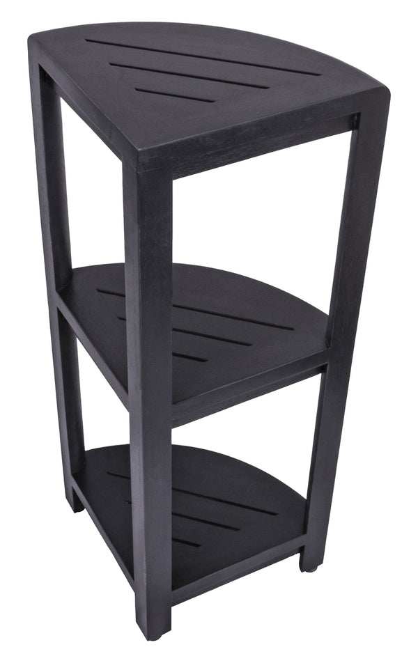 Homeroots Gray Teak 32" Curvilinear Corner Shower Tiered Shelf   383368