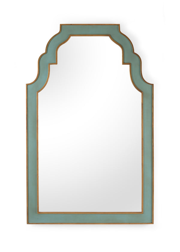 Chelsea House Radison Mirror By Bradshaw Orrell — Hand-Painted Mint Green Frame With Aged Gold Leaf Accents, 66" 383370