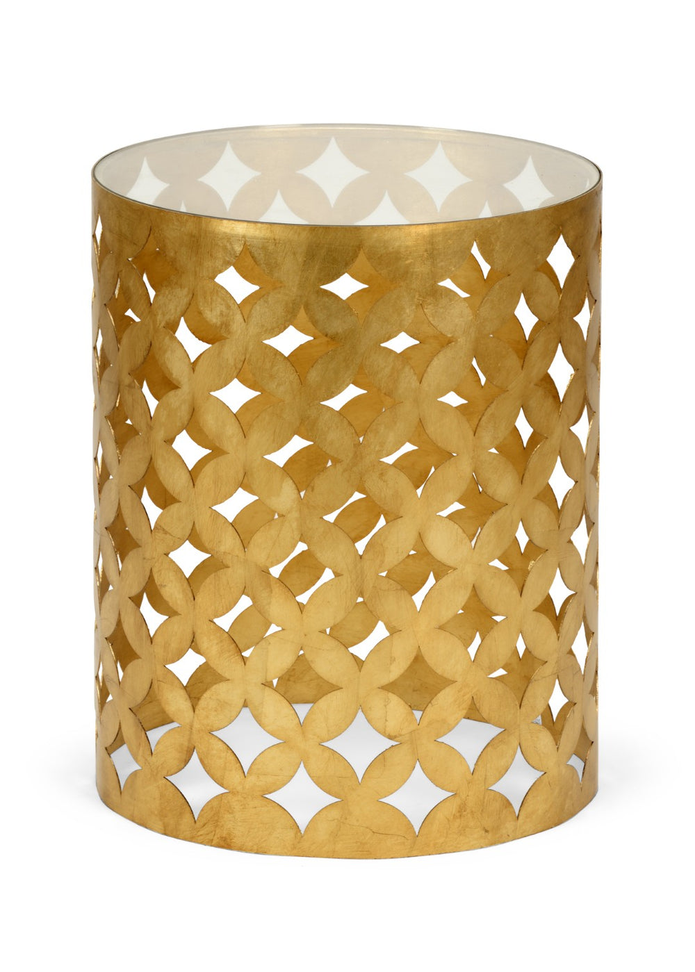 Chelsea House Harper Vintage Gold-Leaf Bunching Table By Claire Bell — Compact Glass Top Accent Table, 20.5"H 383376