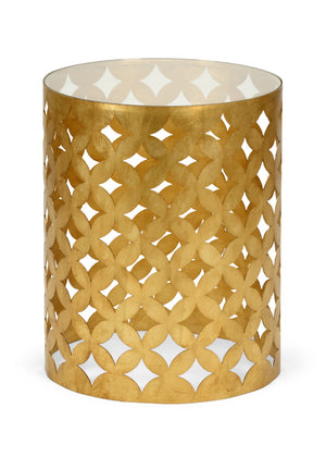 Chelsea House Harper Vintage Gold-Leaf Bunching Table By Claire Bell — Compact Glass Top Accent Table, 20.5"H 383376