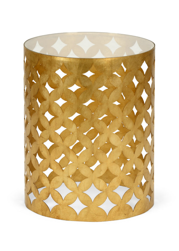 Chelsea House Harper Vintage Gold-Leaf Bunching Table By Claire Bell — Compact Glass Top Accent Table, 20.5"H 383376