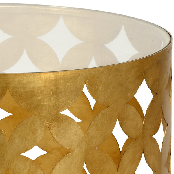 Chelsea House Harper Vintage Gold-Leaf Bunching Table By Claire Bell — Compact Glass Top Accent Table, 20.5"H 383376