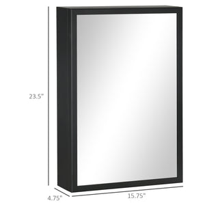 English Elm kleankin Stainless Steel Bathroom Mirror Cabinet with 3 Shelves, Space-Saving Wall-Mounted Storage Black W2225P173925