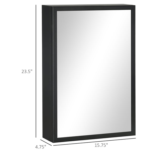 English Elm kleankin Stainless Steel Bathroom Mirror Cabinet with 3 Shelves, Space-Saving Wall-Mounted Storage Black W2225P173925