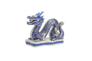 Chelsea House Blue Hand-Painted Porcelain Dragon With Gold Accents — Elegant 7.5" Mantel Figurine For Refined DéCor Gifts 383424