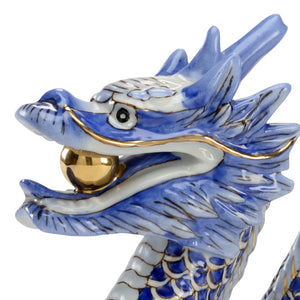 Chelsea House Blue Hand-Painted Porcelain Dragon With Gold Accents — Elegant 7.5" Mantel Figurine For Refined DéCor Gifts 383424