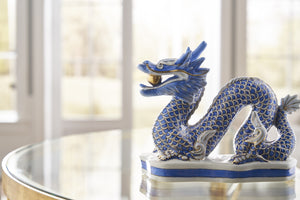 Chelsea House Blue Hand-Painted Porcelain Dragon With Gold Accents — Elegant 7.5" Mantel Figurine For Refined DéCor Gifts 383424