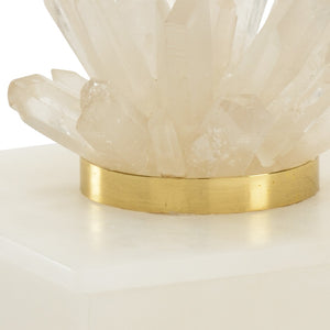 Chelsea House Alabaster Square Box With Natural Rock Crystal Handle & Antique Brass Band — Elegant Jewelry Keepsake Decor 383454