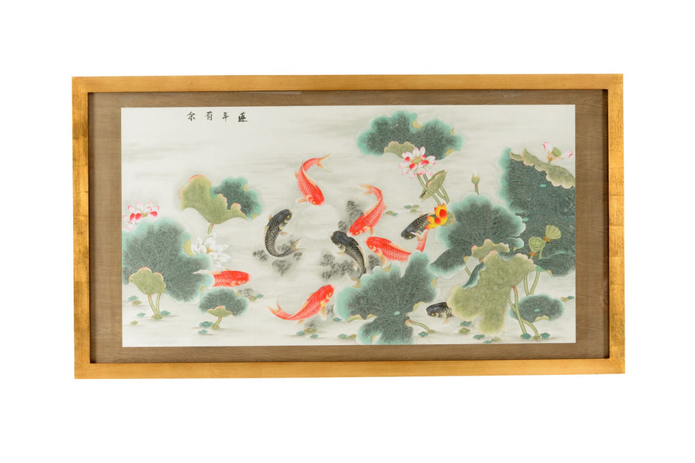 Chelsea House Garden Pond Hand-Colored Botanical Artwork In Antique Gold Leaf Frame – Timeless, Ready-To-Hang (82.75W) 383475