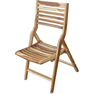 HomeRoots 22" Brown Solid Wood Folding Dining Chair - Elegant Teak Design for Indoor & Outdoor Convenience 383479