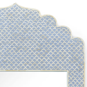Chelsea House Crown Blue And Cream Bone-Inlay Mirror 47.5"H X 27.75"W — Handcrafted Artisan Statement Piece 383487