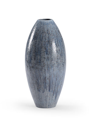 Chelsea House Granger Hand-Glazed Porcelain Vase In Layered Blue Cream Black — 14" Sculpted Accent For Shelves 383493