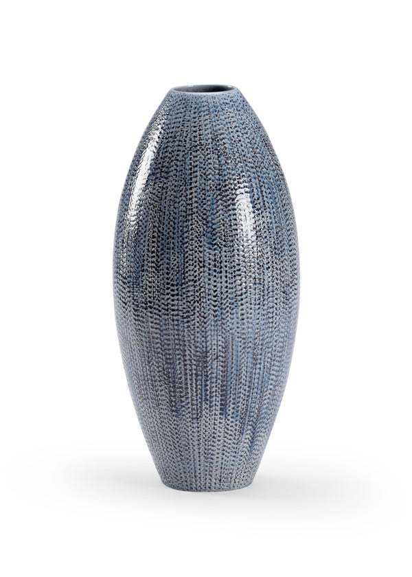 Chelsea House Granger Hand-Glazed Porcelain Vase In Layered Blue Cream Black — 14" Sculpted Accent For Shelves 383493
