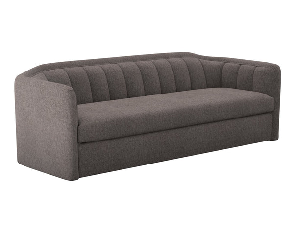 Sunpan BIRRIT Sofa - Contemporary Alaska Hedgehog Brown Couch with Durable Performance Fabric & Tufted Detail 110707
