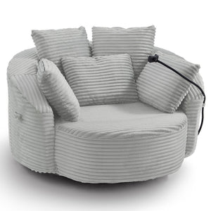 English Elm Swivel Barrel Accent Chair Chenille Tufted Round Club Seat for Living Room Lounge Light Grey N719S002320R