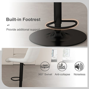 English Elm Swivel Modern Adjustable Bar Stools with 360° Rotation, Ergonomic Backrest, Soft Knit Seats Beige W2699P360246